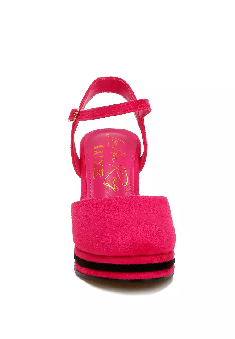 Sandal Wedge Warna Ganda dalam Warna Pink