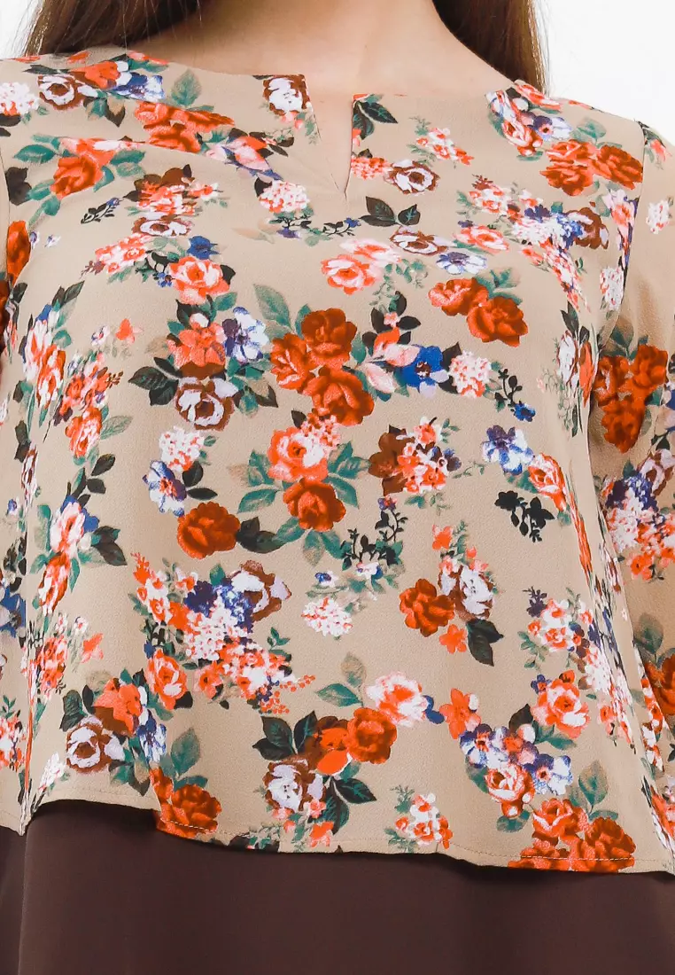 Elga Blouse In Brown Floral Print