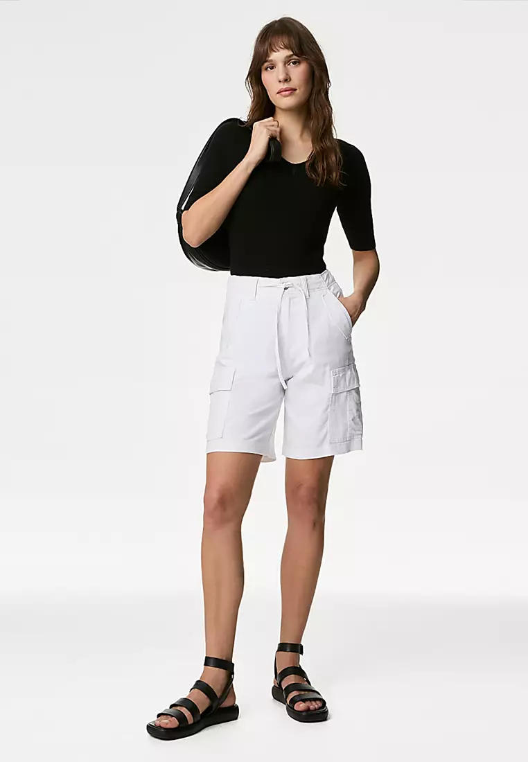 Linen Rich Cargo Utility Shorts