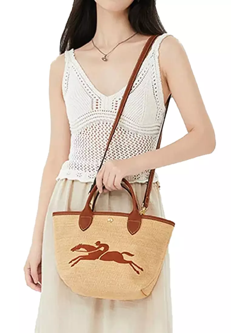 Buy LONGCHAMP Women's Le Panier Pliage Small Size Canvas Handle Bag in ...
