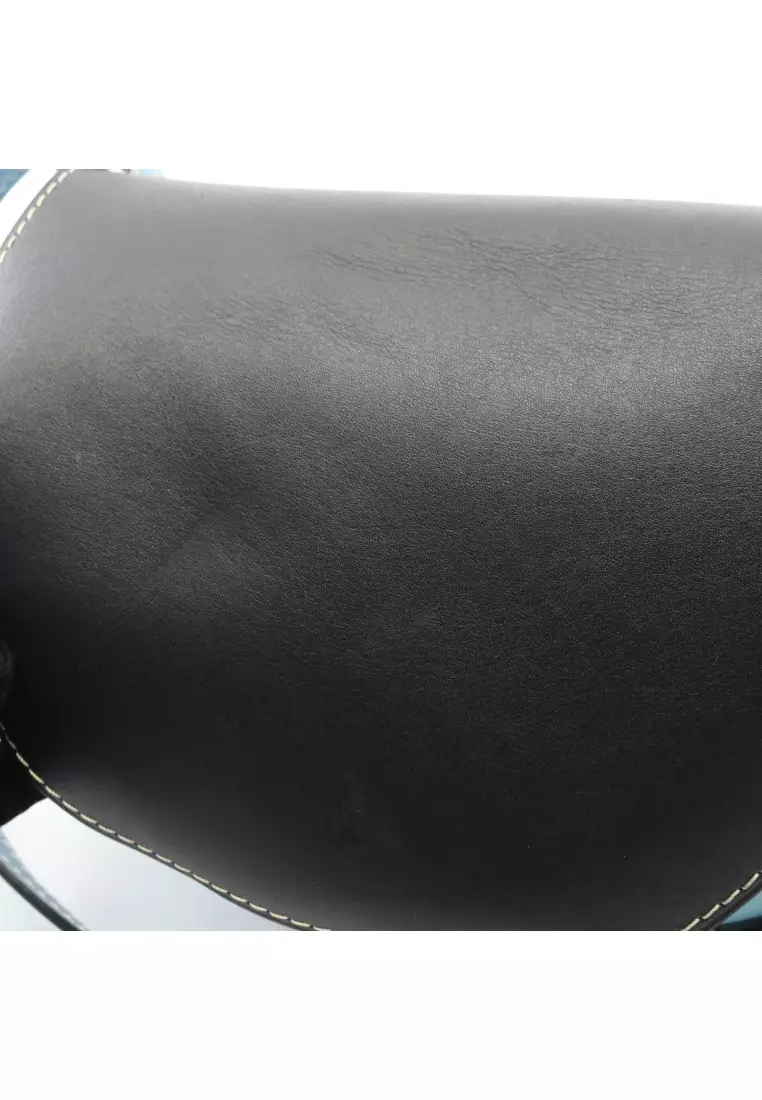 Pre-Loved LOEWE GATE BAG gate bag Small Shoulder bag leather Light blue black