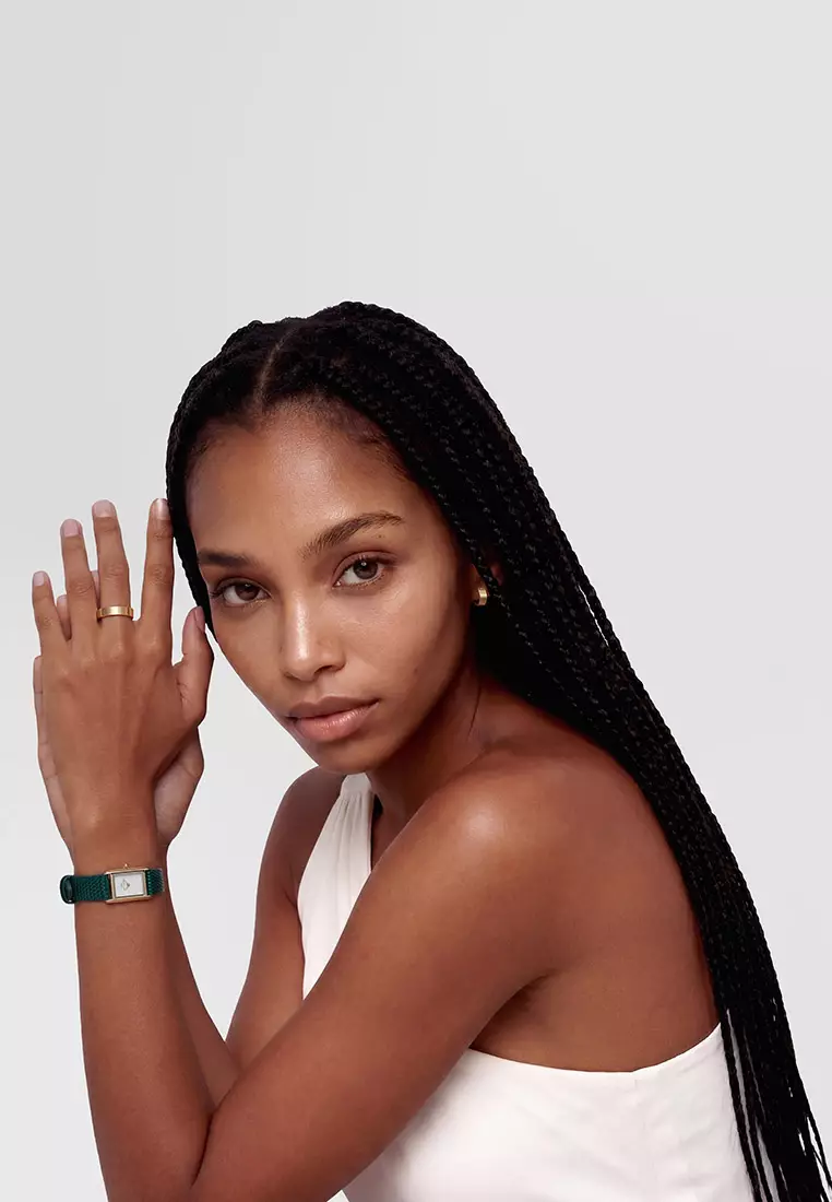 Bound Mini Green Lizard White Gold - Women Watch Stainless Steel Leather Strap watch DW Official Authentic Original