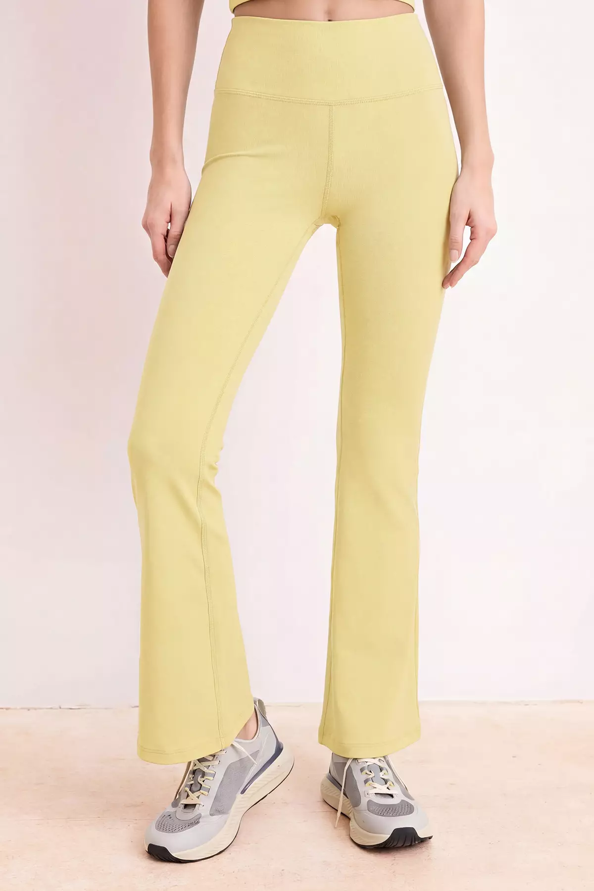 Yellow Brushed Scuba Leggings Sports Leggings Thmss26Ty00016