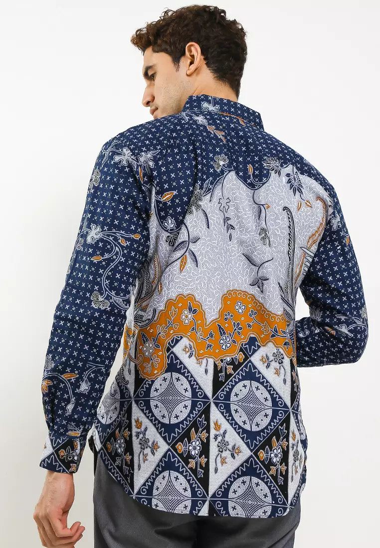 Laksha Kemeja Batik Exclusive Premium Pria Casual Modern Lengan Panjang