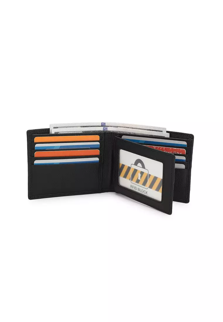 Men's Genuine Leather RFID Blocking Fortune Wallet - Black