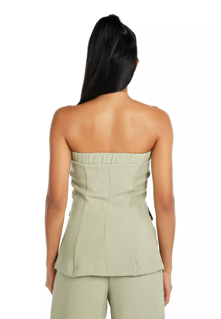 Tailored Woven Button-Down Corset Top