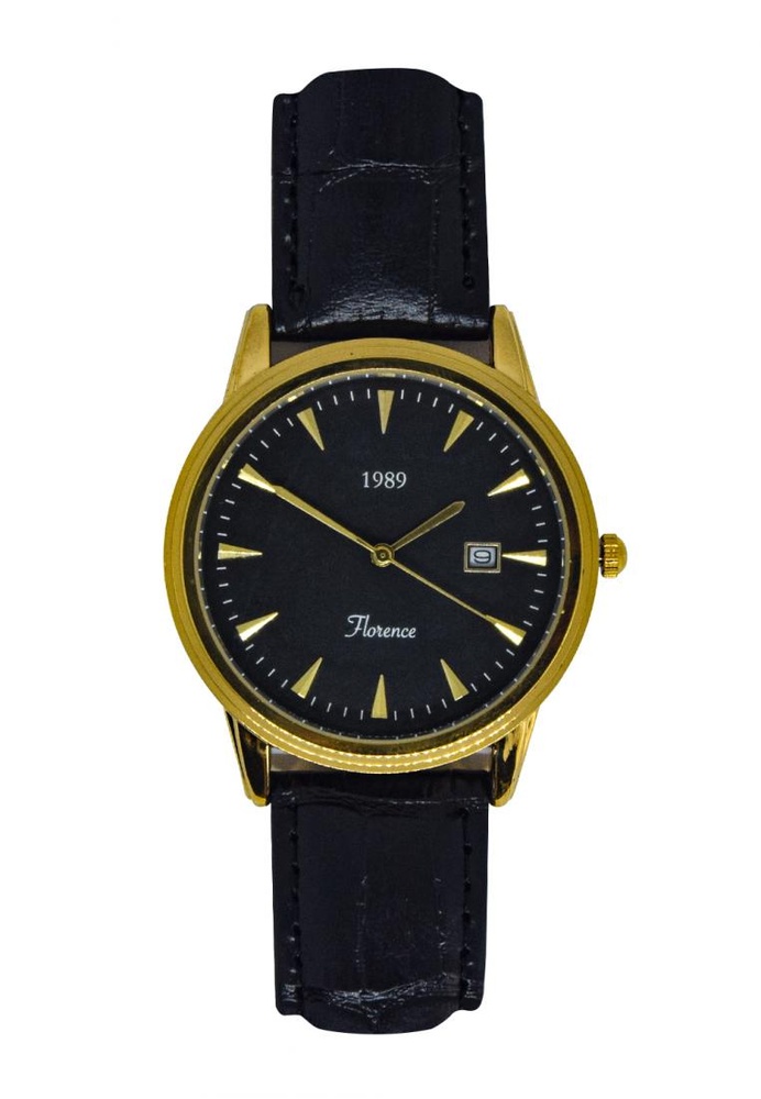1989 Watches Co. Florence Gold Frame Black Dial Black Strap Watch ...
