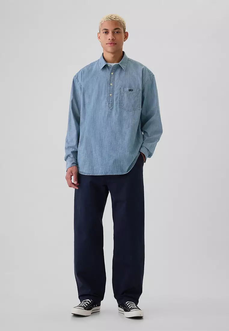 Gap Logo Pullover Chambray Shirt