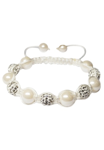 Her Jewellery white Shamballa Pearl Bracelet (White) - Made with premium grade crystals from Austria HE210AC58FUNSG_1