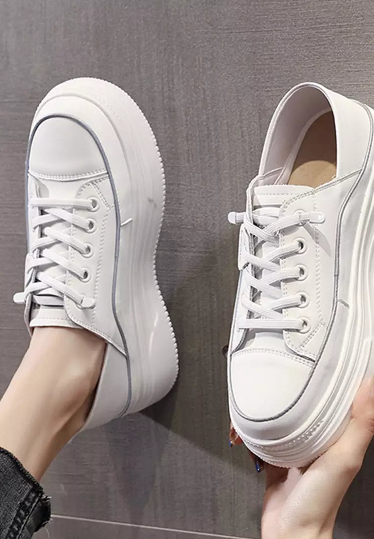 Genuine Leather Thick-sole White Sneakers RX-T3969