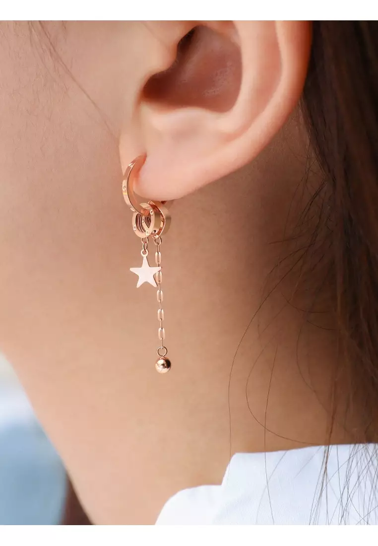 18K Rose Gold Star Jewelry Accessory for Women 92537H [Not include the hoop] (Sold Single Not Pair)