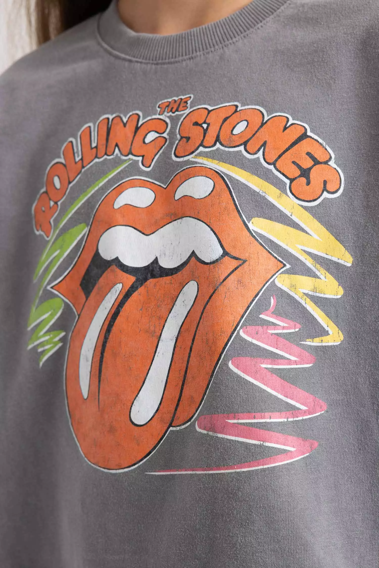Relax Fit Rolling Stones Licensed Long Sleeve Cotton Body
