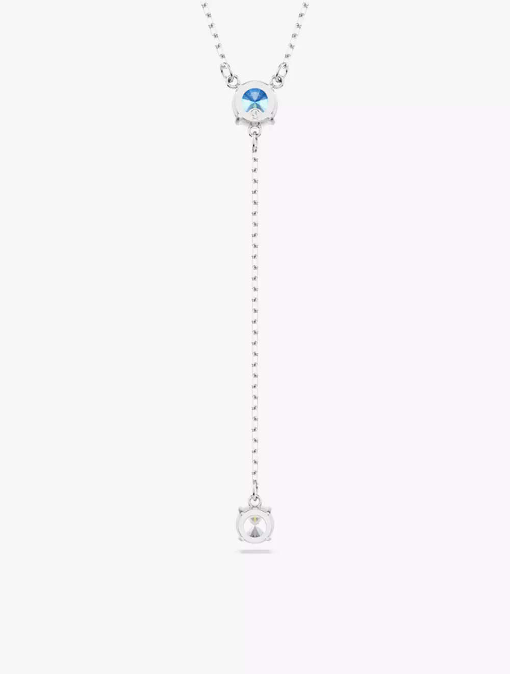 Stilla Attract Y necklace, Round cut, Blue, Rhodium plated