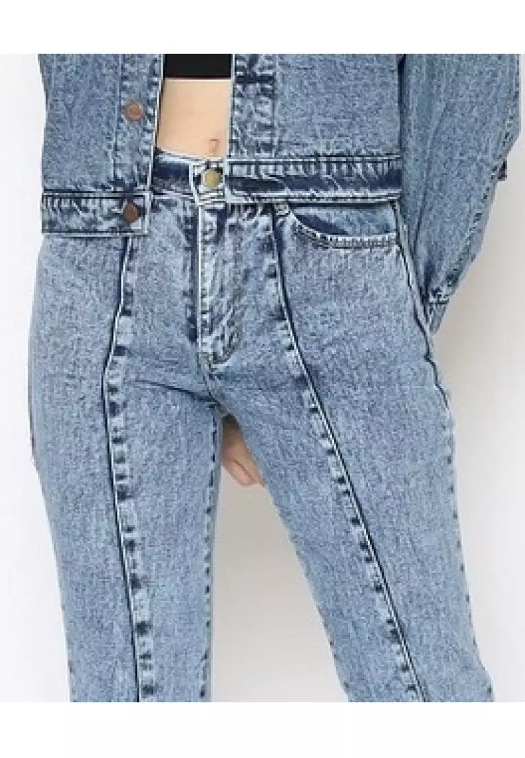 Fitwear - Jihan Highwaist Cutbray Jeans  - SNOW BLUE