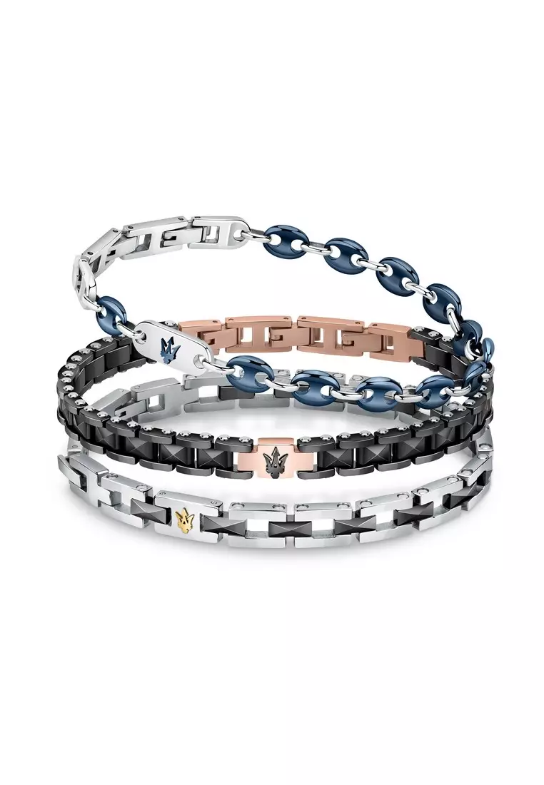 Maserati Jewels 21.5cm Men's Stainless Steel Ceramic Bracelet JM422ATZ13 (Adjustable)