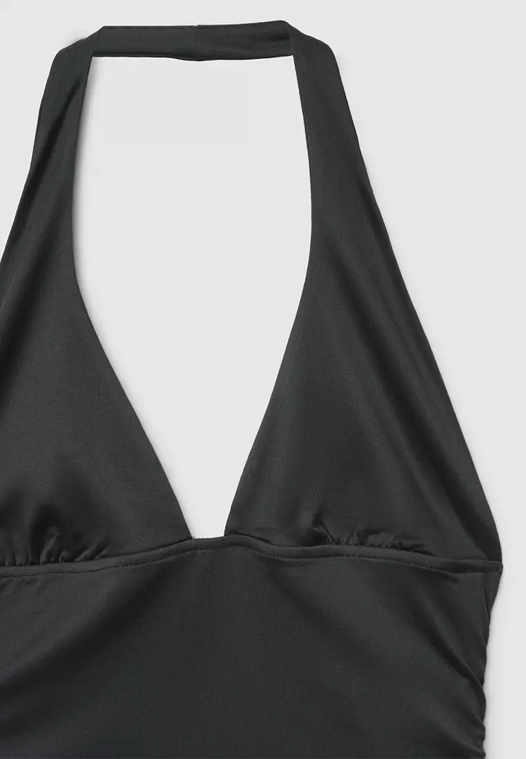 Women's Halter Deep V-Neck Crop Top