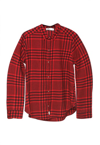 Hollister red Cyber Drop Flannel Shirt 1C907AACD8D450GS_1