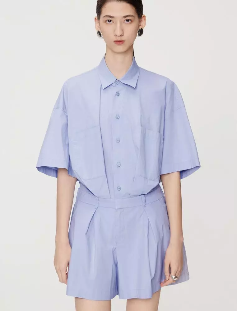 Short Sleeve Collared Utility Jumpsuit