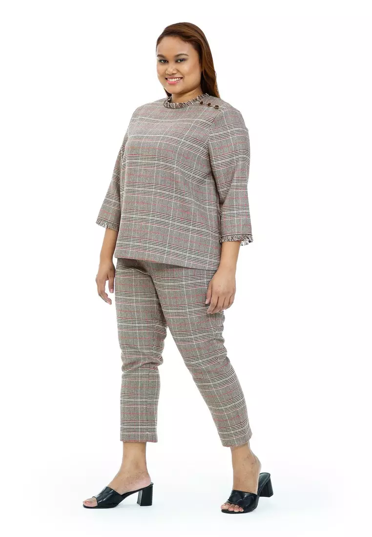 Checkered pants plus size sales
