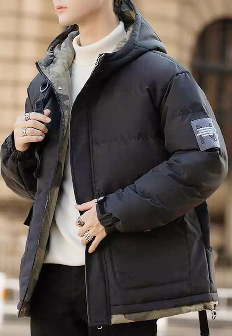 Mens hooded top cotton jacket