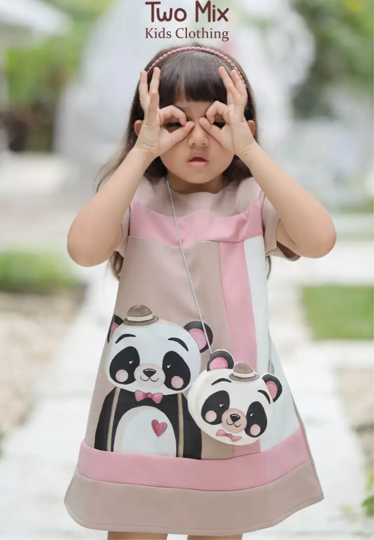 Two Mix - Dress Anak Perempuan Lucu - Baju Anak Perempuan Bonus Tas Lucu 1-8 Tahun 4296