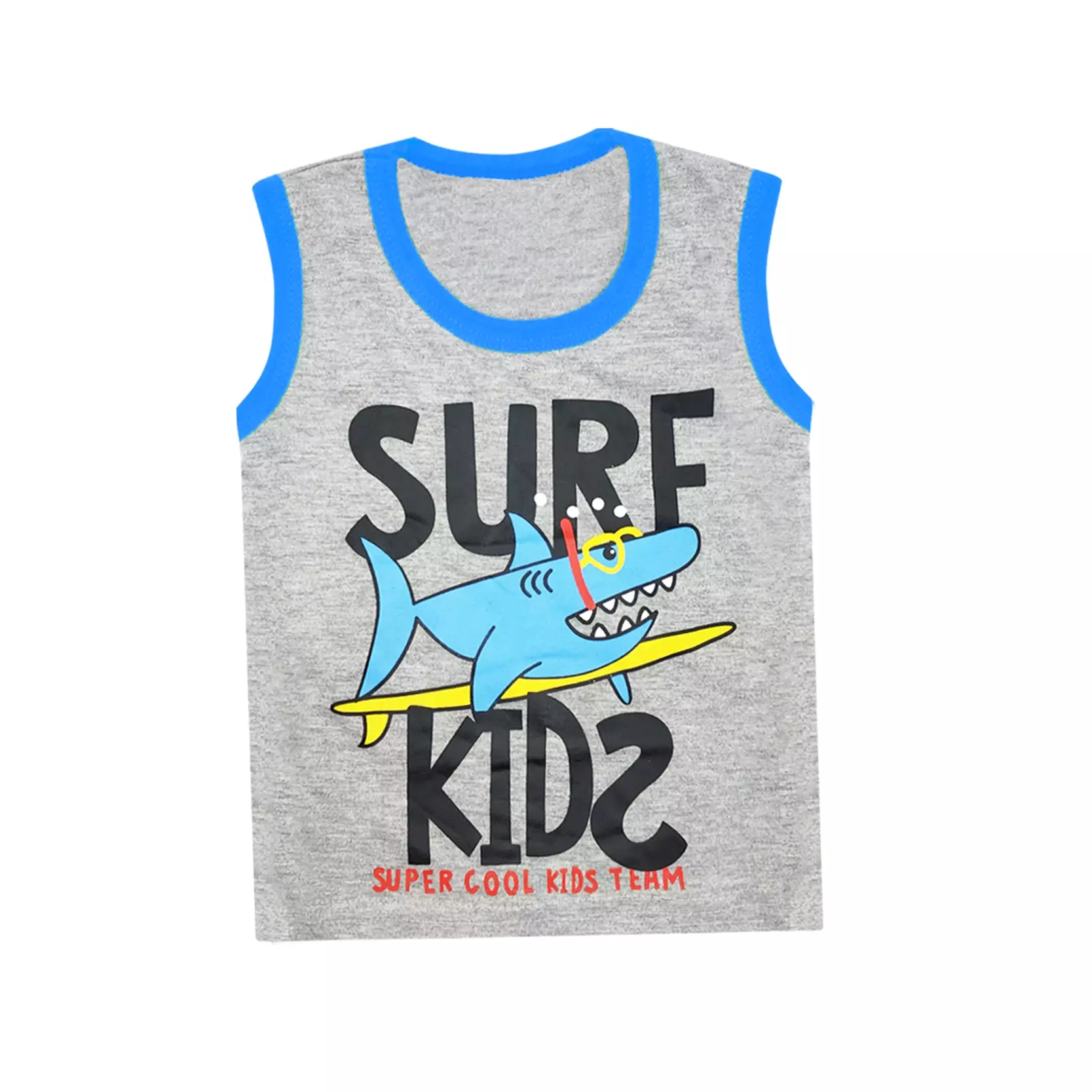 Wakakids Baju Singlet Bayi Anak Laki Laki Usia 6 Bulan Hingga 12 Bulan Setelan Celana Kaos Motif Surf Kids Shark 3317 Turkis