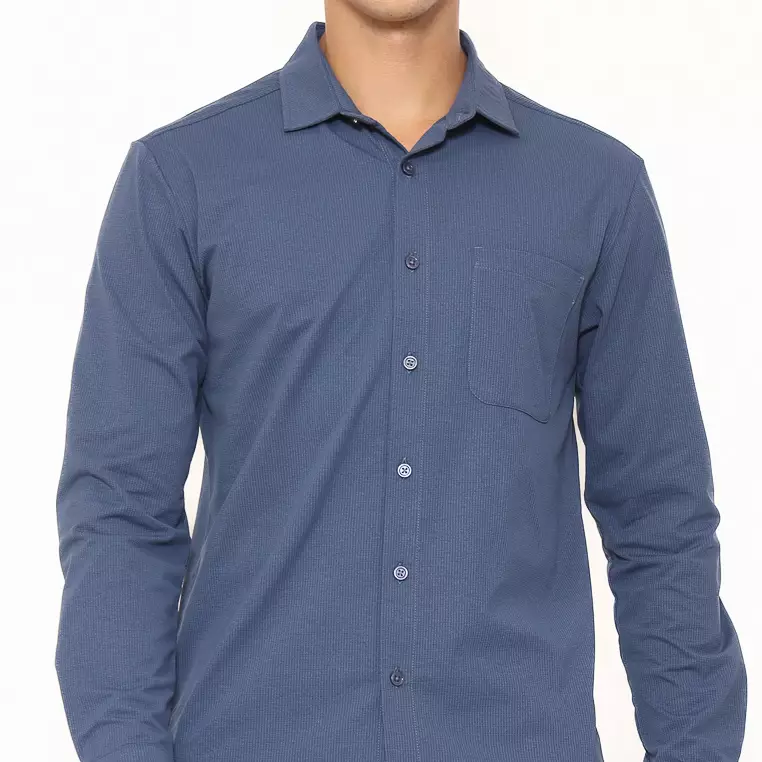 AMK Kemeja Knit Pria Lengan Panjang SHS Amari Ls Blue
