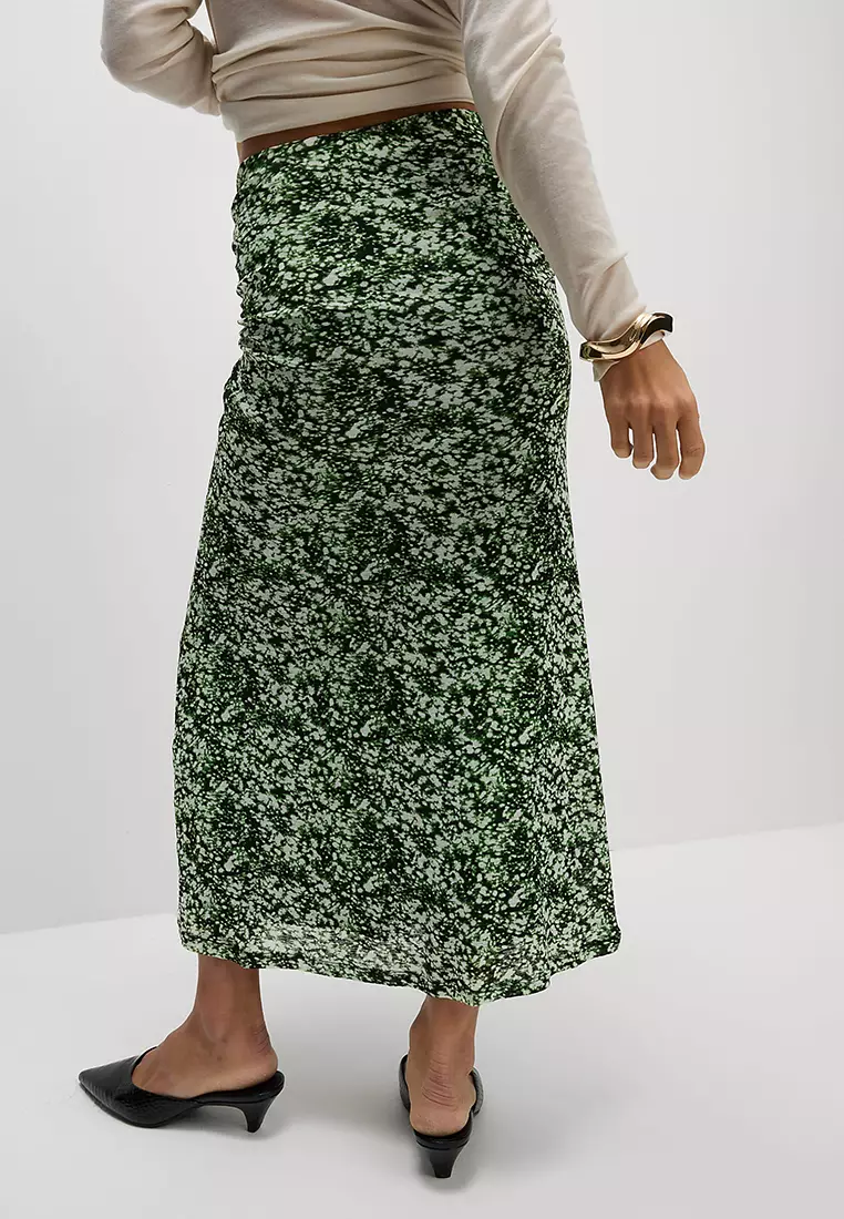 Jersey Printed Midi A-Line Skirt