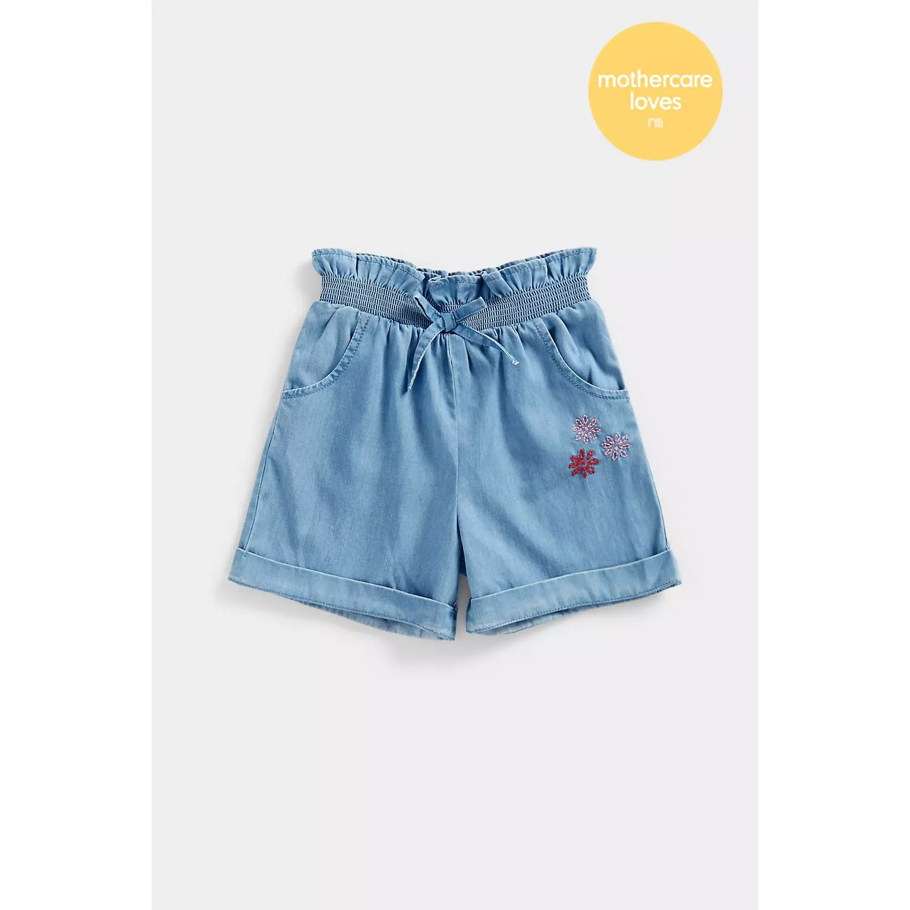 Mothercare Chambray Embroidered Shorts - Celana Pendek Bayi Perempuan (Biru)