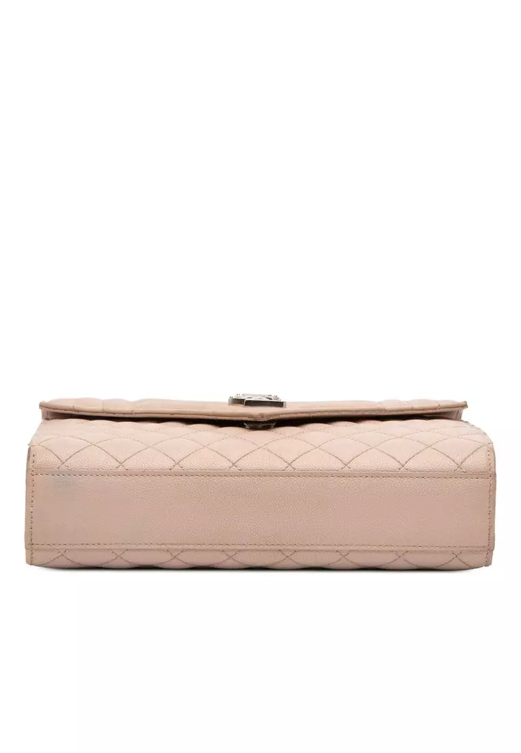 Pre-Loved Saint Laurent Medium Grain De Poudre Triquilt Monogram Envelope Bag