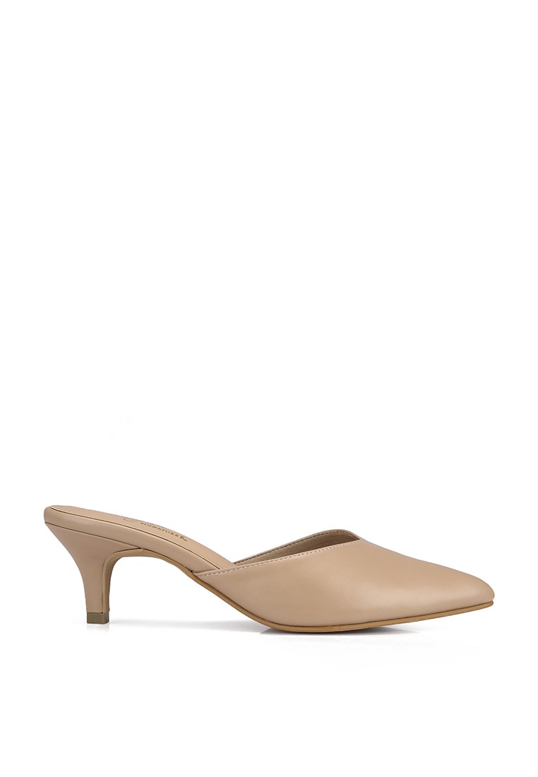 Luna Beige Slip On Pointed Mules