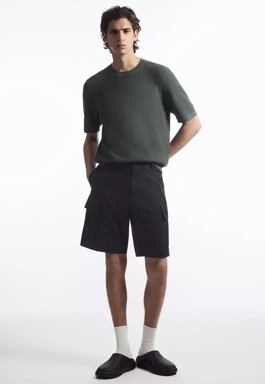 Linen-Blend Cargo Shorts