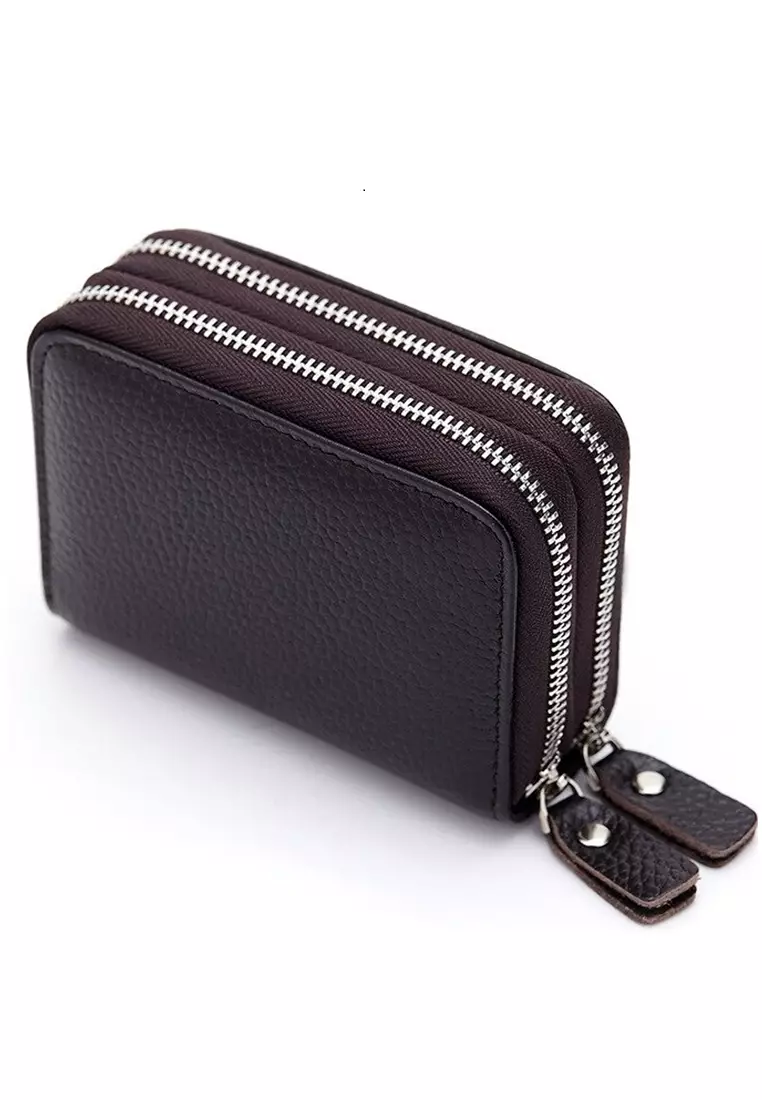Zackly Dompet Kartu Anti RFID Block Wallet Secure Handmade Material Leather Kulit Many Slot ORIGINAL - Coffee