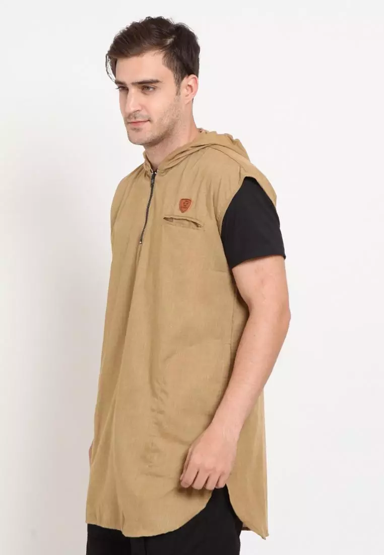 Zayidan Rompi Sholat Hoodie Muslim Pria - Khaki