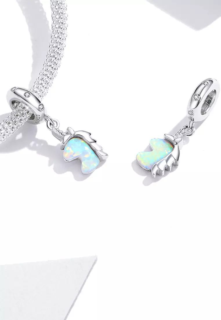 Solid 925 Sterling Silver Glowing Cute Baby Horse Animal Pandora Inspired Charm