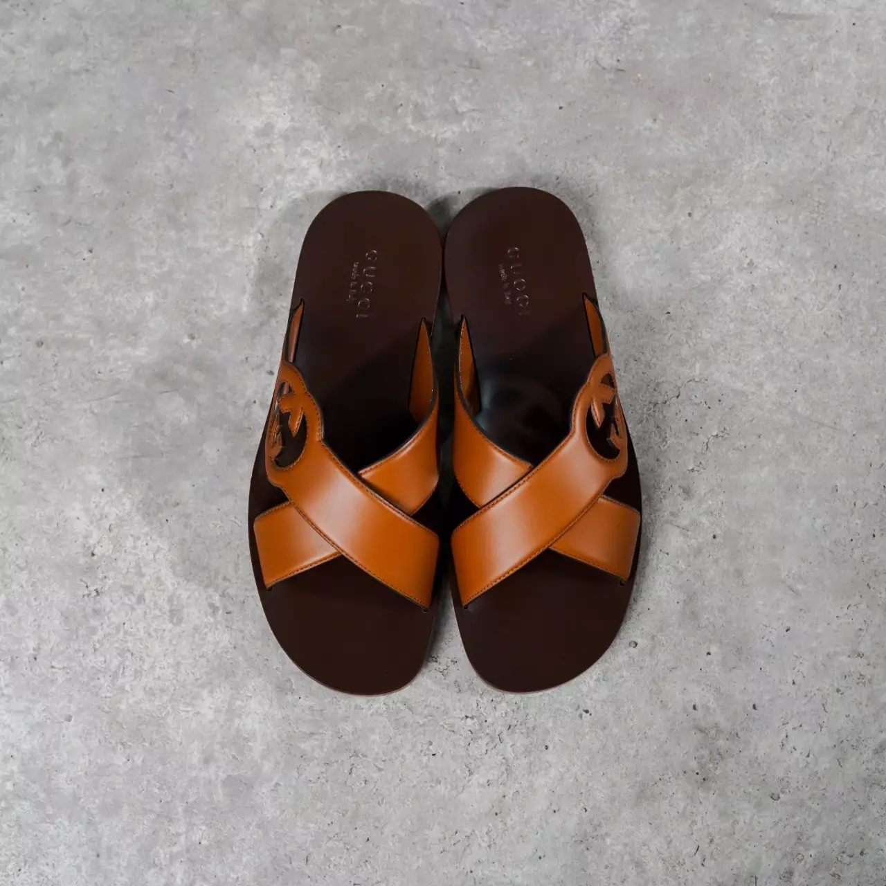 Sandal GUCCI INTERLOCKING BROWN STRAP SANDAL 100% ORIGINAL