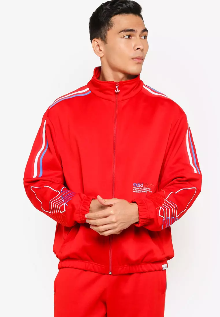 Red adidas jacket with on sale hood