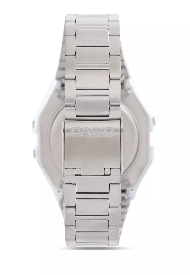 Casio Jam Tangan Wanita - Silver Black - Stainless Steel- A158WA-1DF