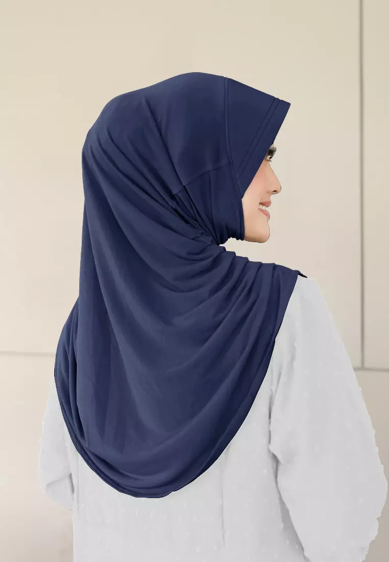 Zelena - Mahika Bergo | Hijab Instan Daily | Bergo Pad Kerut - Waves Navy