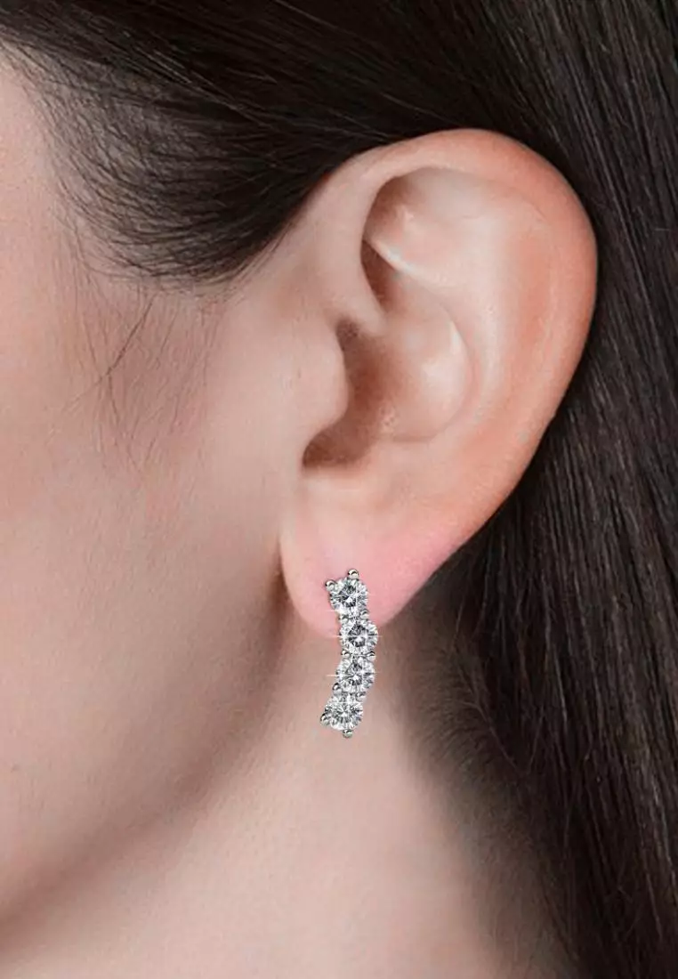 Curl Stud Earring WG - Anting Crystal Swarovski by Her Jewellery