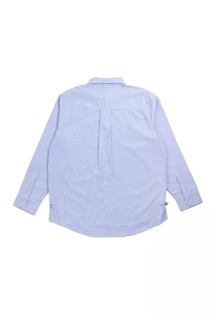 Buy Pestle & Mortar Clothing PMC Flag Logo Oversized Striped Shirt Blue ...