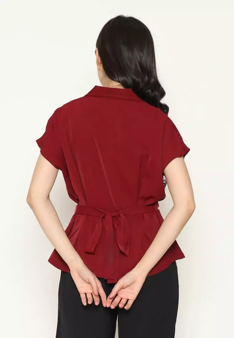 Urban Exchange Diandra Blouse Red - Atasan Blouse Lengan Pendek