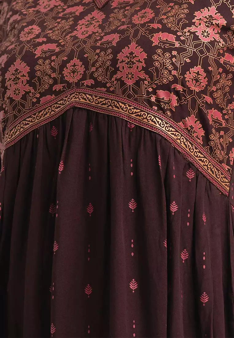 Le Reve 粘胶面料A字褶皱卡米兹