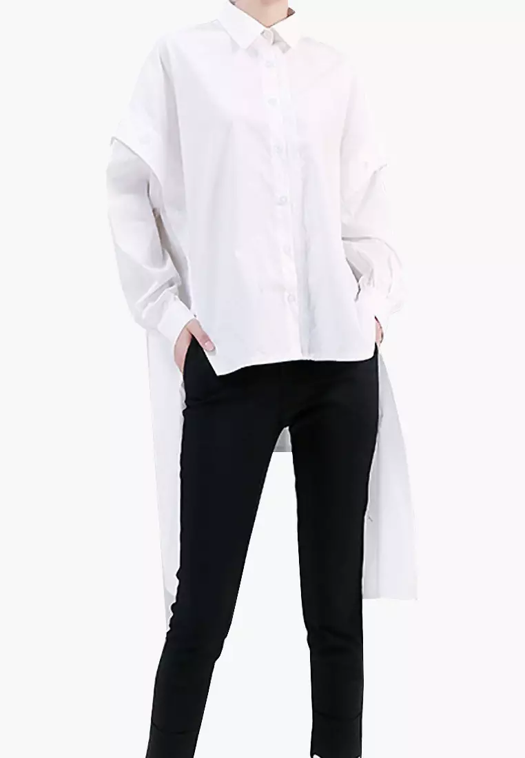 VANSA Simple Solid Color Long-sleeved Shirt VCW-Sh3665