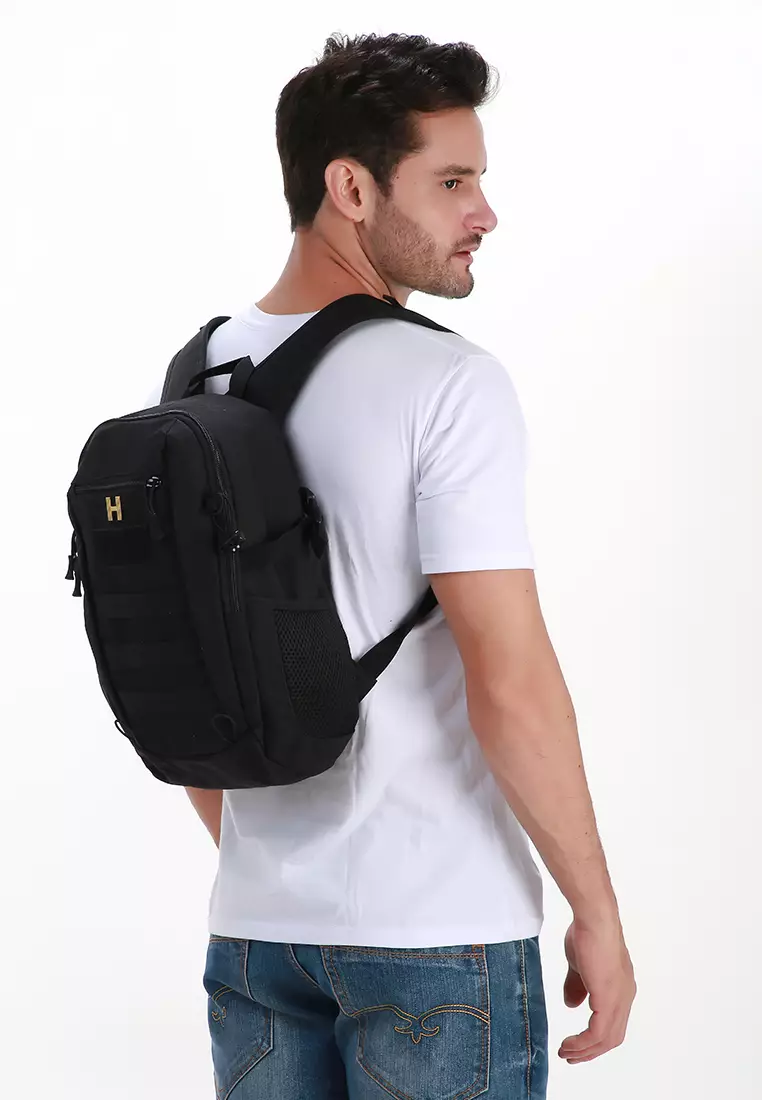 Dermash Tas Ransel Backpack Unisex Military Travel Large Storage Waterproof 15L Material Nylon ORIGINAL - Black