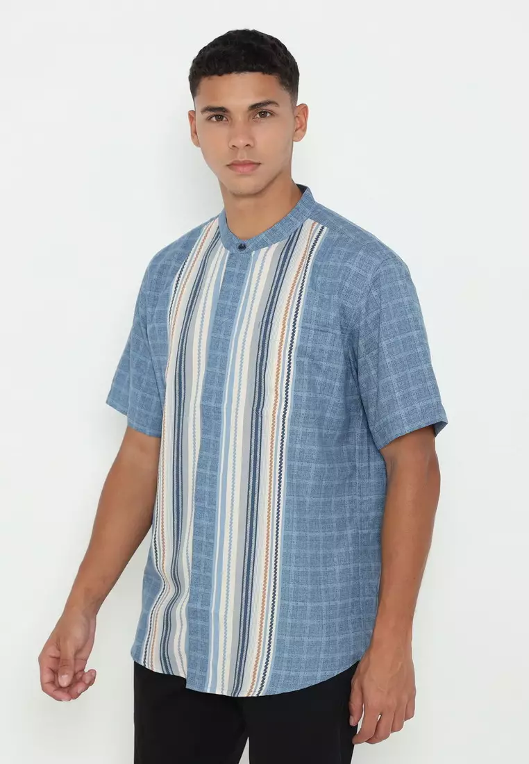 POLICE Kemeja Koko Printing Cotton Soft Regular Fit Pria