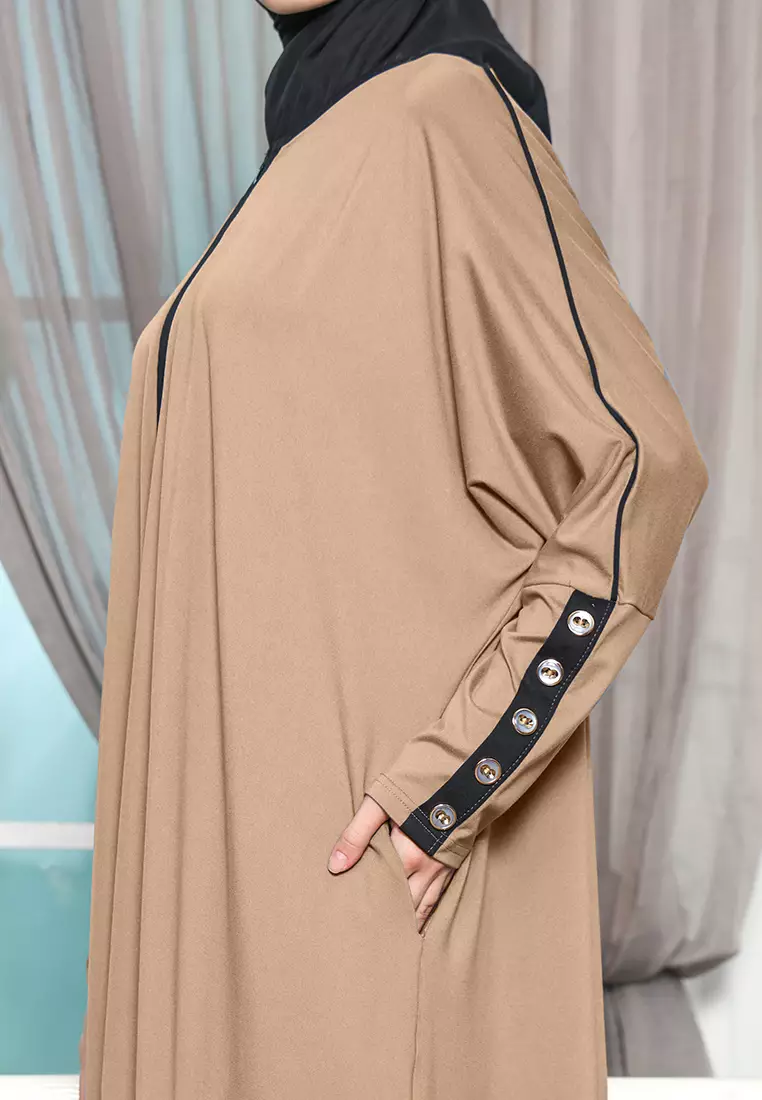 JV Hasanah Abaya Rayon Dress Shireen Mocca | Gamis Abaya Oversize Busui Lengan Batwing Polos