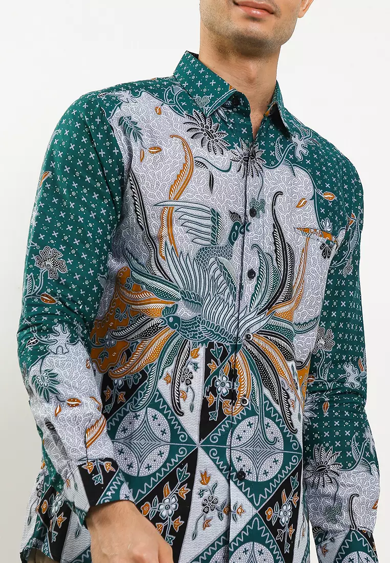 Laksha Kemeja Batik Exclusive Premium Pria Casual Modern Lengan Panjang