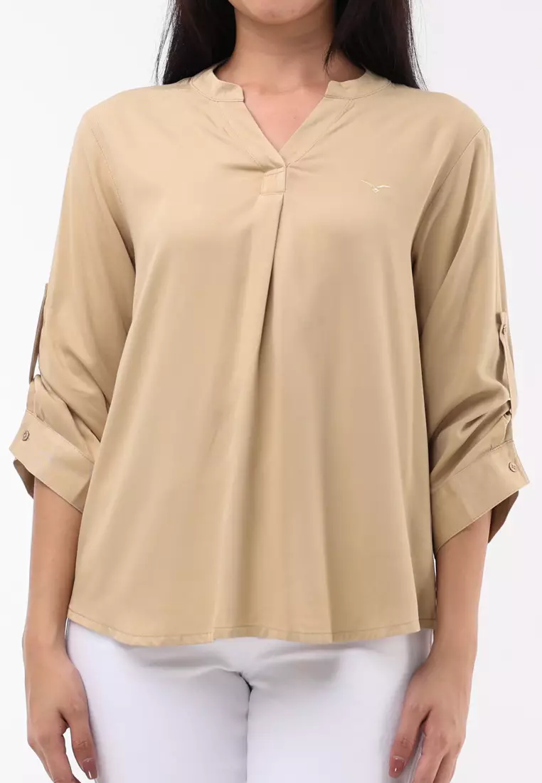 Plain Single Bold Twill 3/4 Blouse