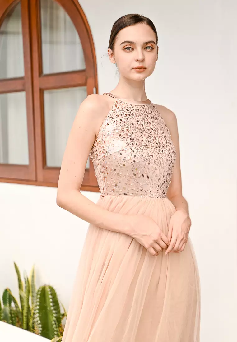 网纱长款晚礼服